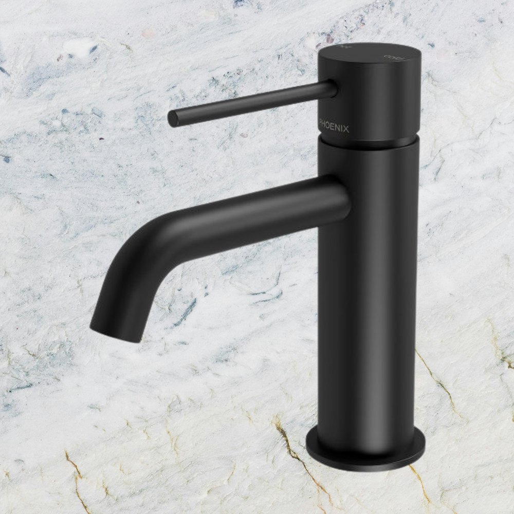 Vivid Slimline Basin Mixer Curved Outlet  Matte Black