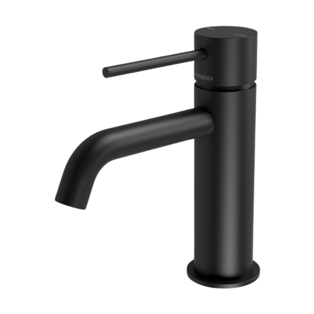 Vivid Slimline Basin Mixer Curved Outlet  Matte Black