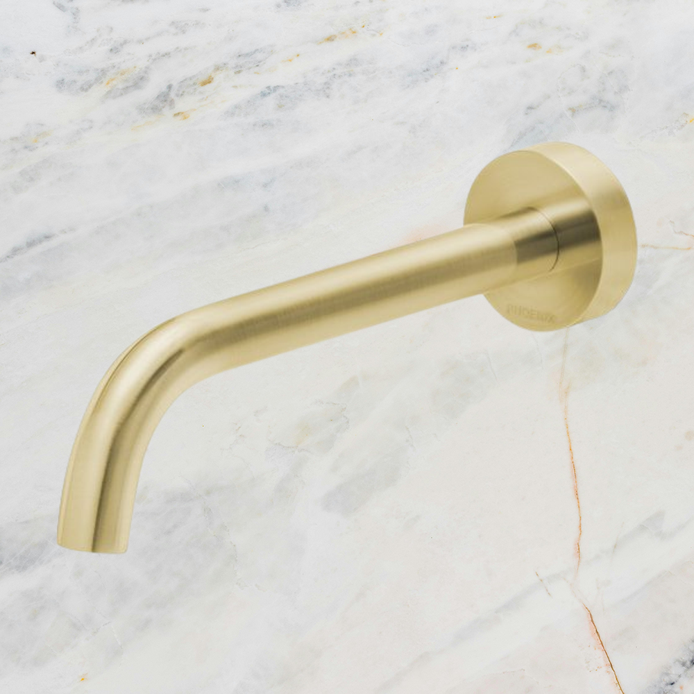 Vivid Slimline Wall Basin Outlet 180mm Curved Brushed Gold