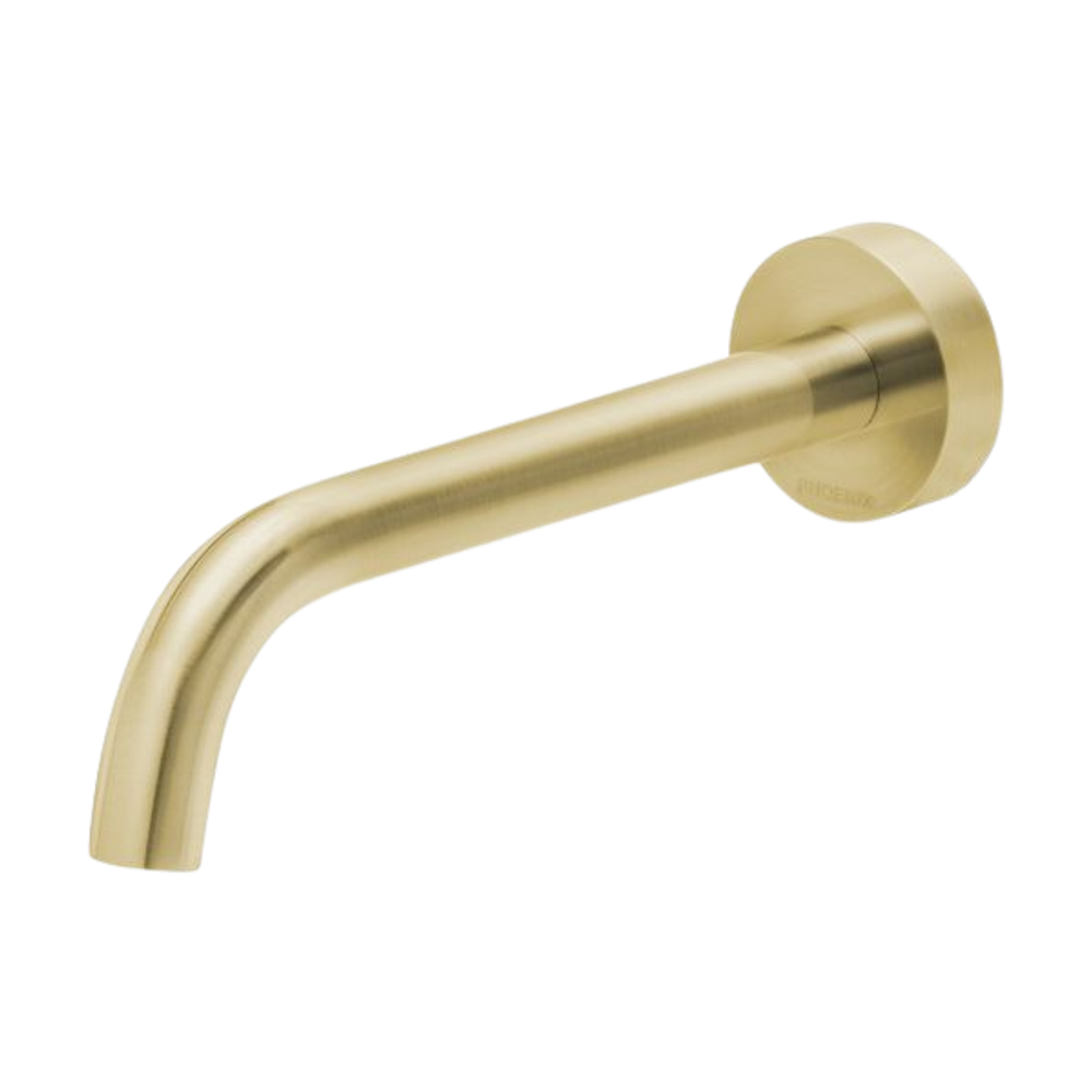 Vivid Slimline Wall Bath Outlet 180mm Curved Brushed Gold