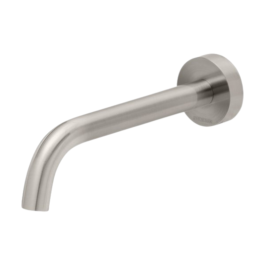 Vivid Slimline Wall Bath Outlet 180mm Curved Brushed Nickel