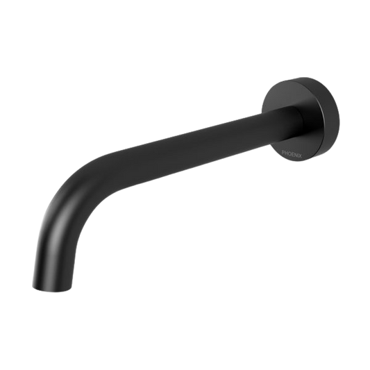 Vivid Slimline Wall Bath Outlet 180mm Curved Matte Black