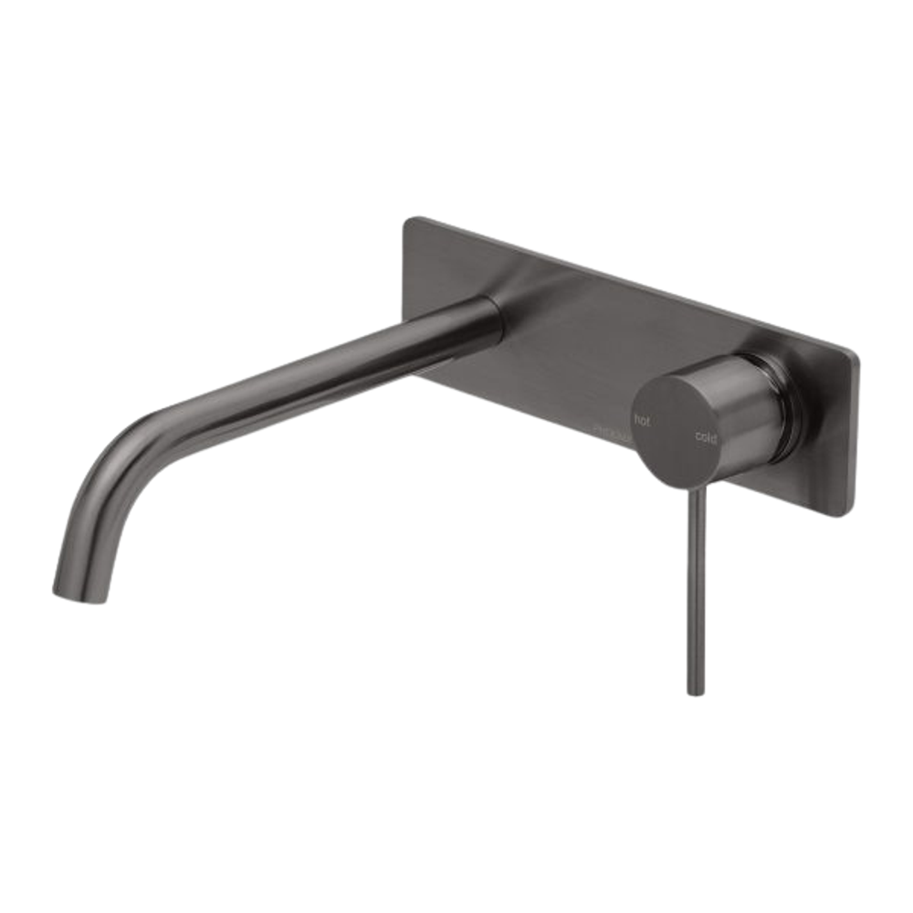 Vivid Slimline Wall Basin Mixer Set 230mm Curved Brushed Carbon