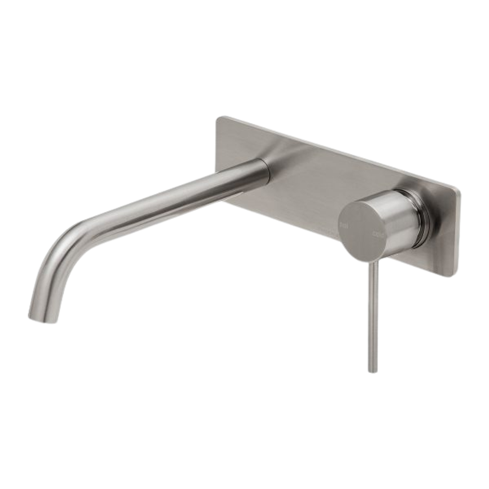 Vivid Slimline Wall Basin Mixer Set 230mm Curved Brushed Nickel