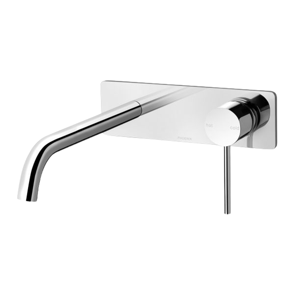 Vivid Slimline Wall Bath Mixer Set 230mm Curved Chrome