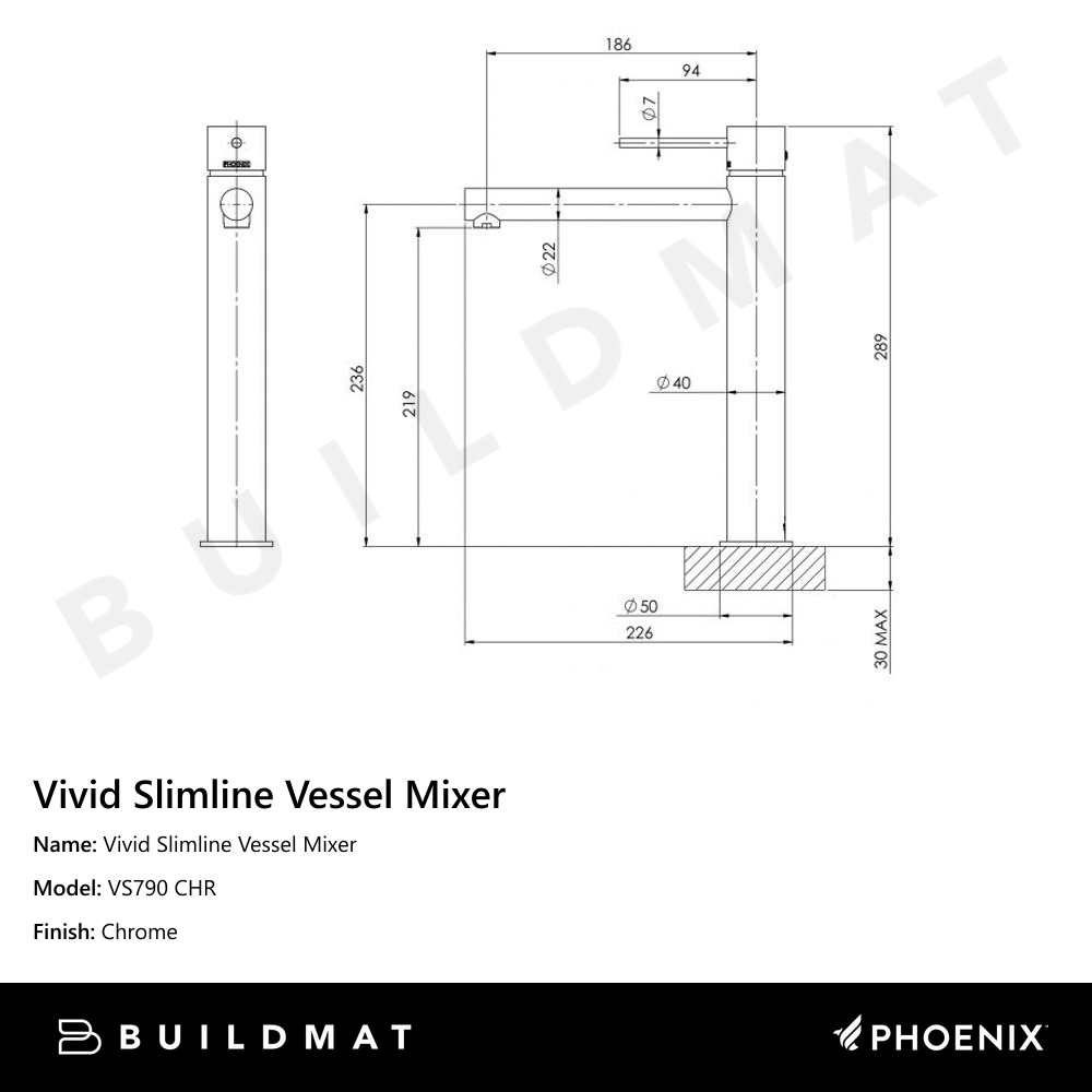 Vivid Slimline Vessel Mixer Chrome