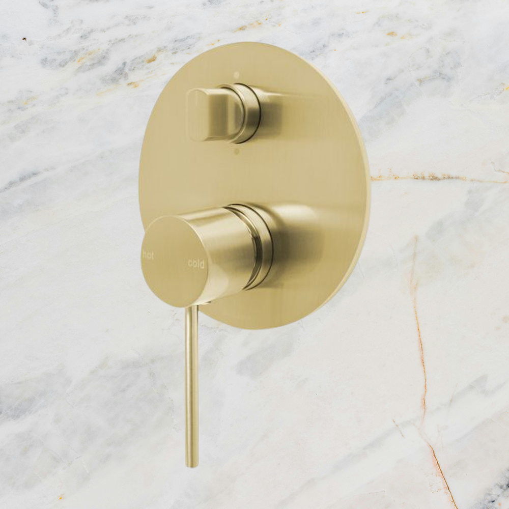 Vivid Slimline Shower / Bath Diverter Mixer Brushed Gold