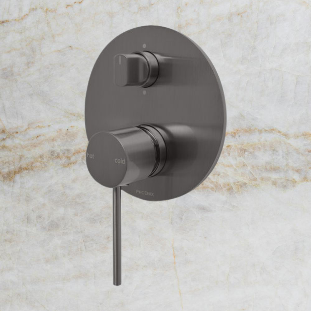 Vivid Slimline Shower / Bath Diverter Mixer Brushed Carbon