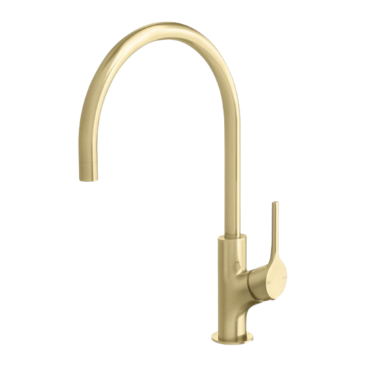 Vivid Slimline Oval Sink Mixer 220mm Gooseneck Brushed Gold