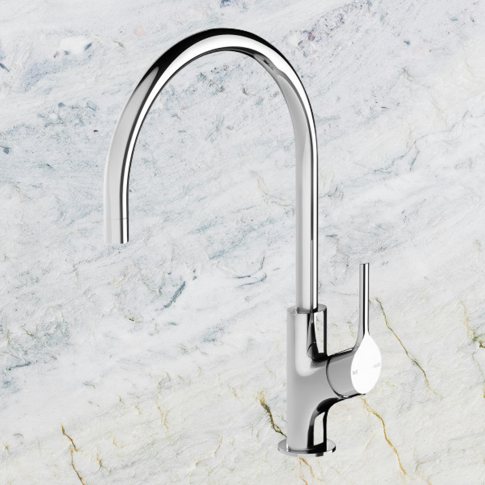 Vivid Slimline Oval Sink Mixer 220mm Gooseneck Chrome