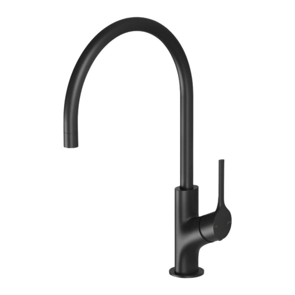 Vivid Slimline Oval Sink Mixer 220mm Gooseneck Matte Black