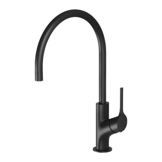 Vivid Slimline Oval Sink Mixer 220mm Gooseneck Matte Black