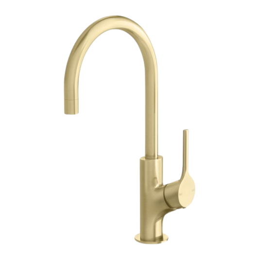 Vivid Slimline Oval Sink Mixer 160mm Gooseneck Brushed Gold