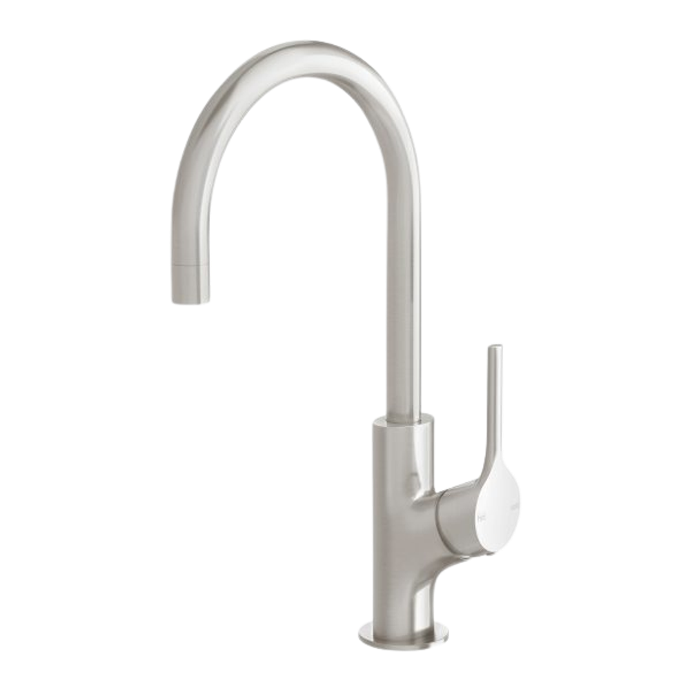 Vivid Slimline Oval Sink Mixer 160mm Gooseneck Brushed Nickel