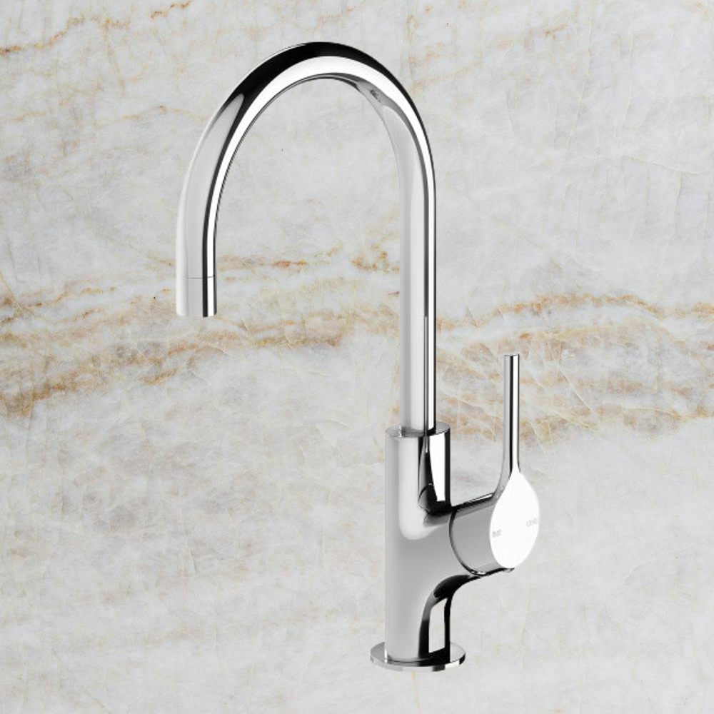 Vivid Slimline Oval Sink Mixer 160mm Gooseneck Chrome