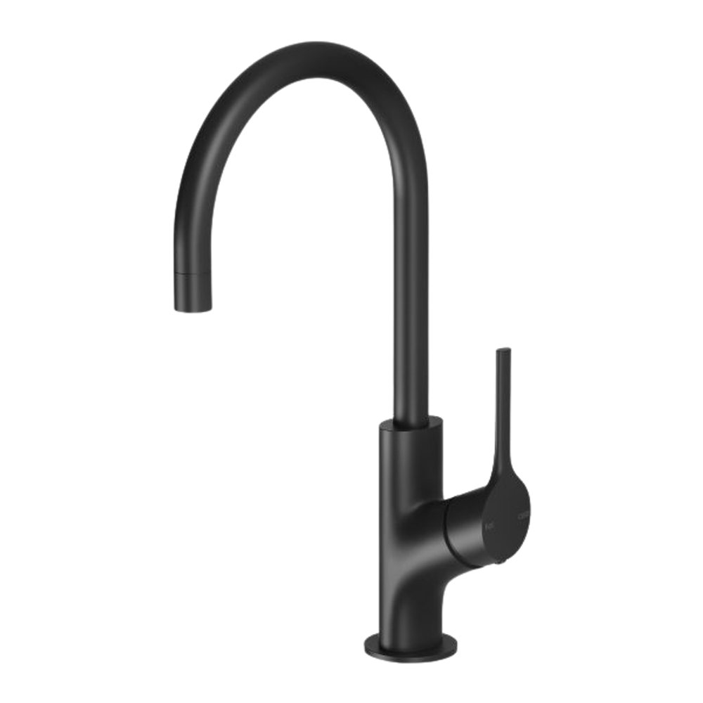 Vivid Slimline Oval Sink Mixer 160mm Gooseneck Matte Black