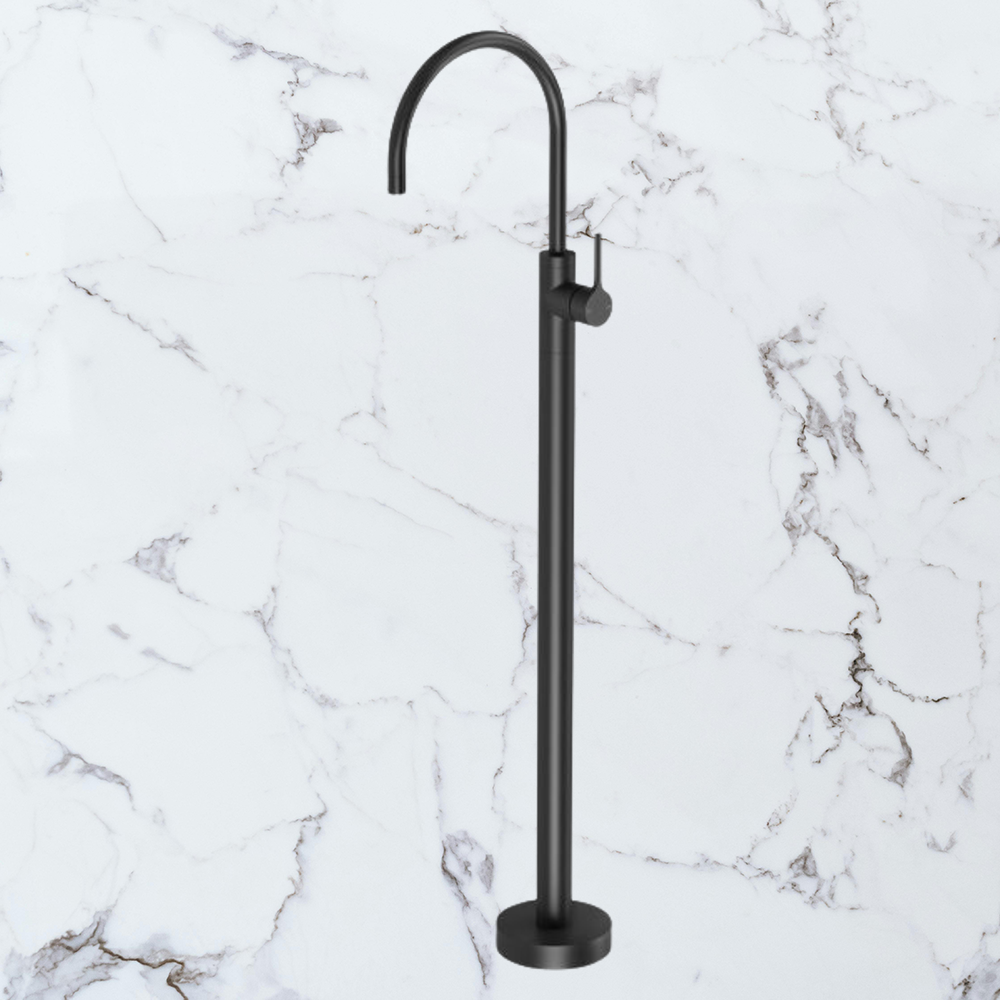 Vivid Slimline Oval Floor Mounted Bath Mixer Matte Black