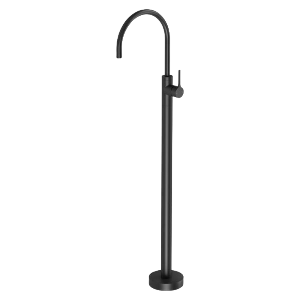 Vivid Slimline Oval Floor Mounted Bath Mixer Matte Black