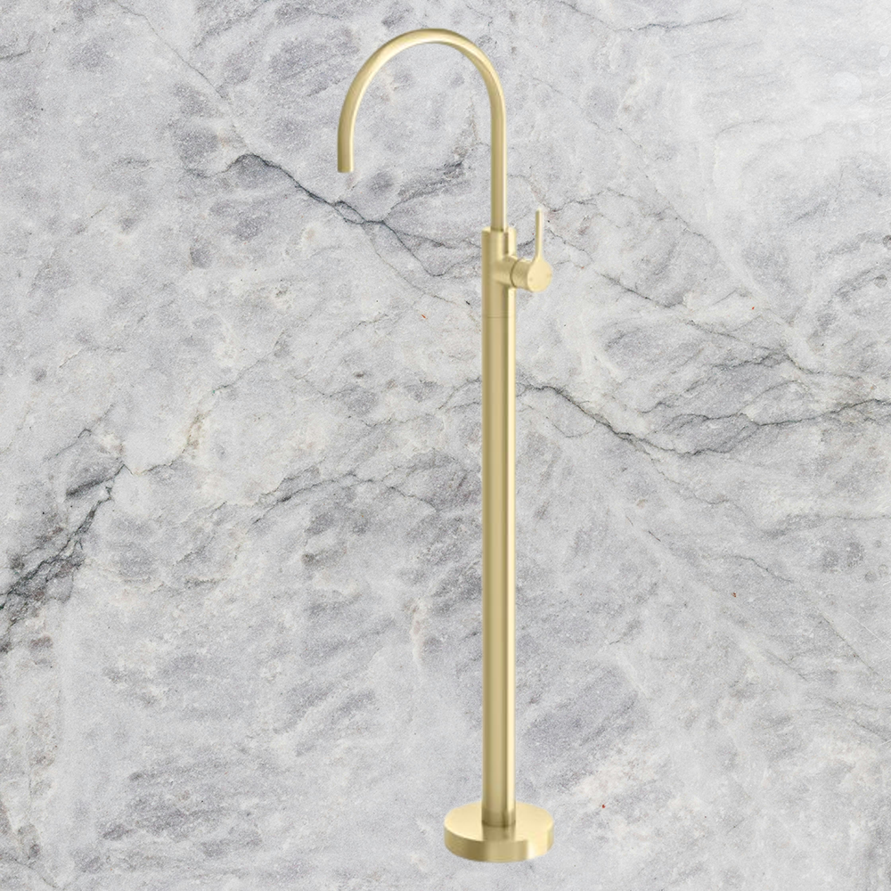 Vivid Slimline Oval Floor Mounted Bath Mixer Brushed Gold