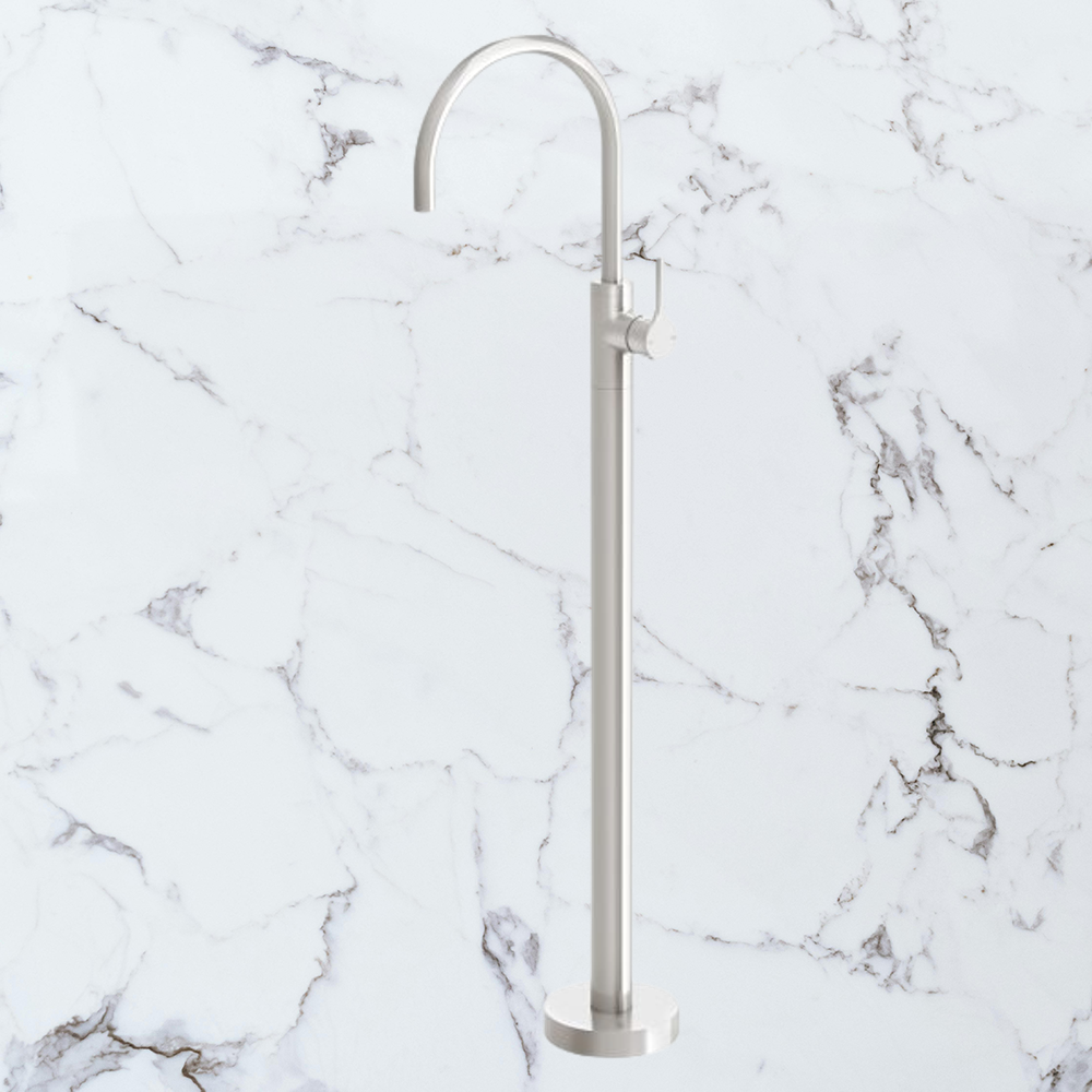 Vivid Slimline Oval Floor Mounted Bath Mixer Brushed Nickel