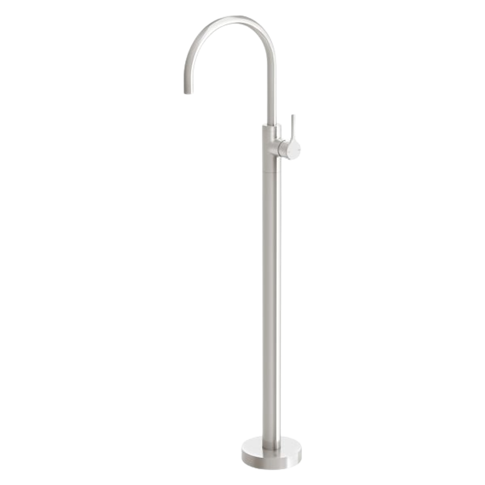 Vivid Slimline Oval Floor Mounted Bath Mixer Brushed Nickel