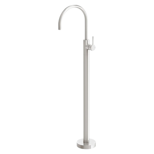 Vivid Slimline Oval Floor Mounted Bath Mixer Brushed Nickel