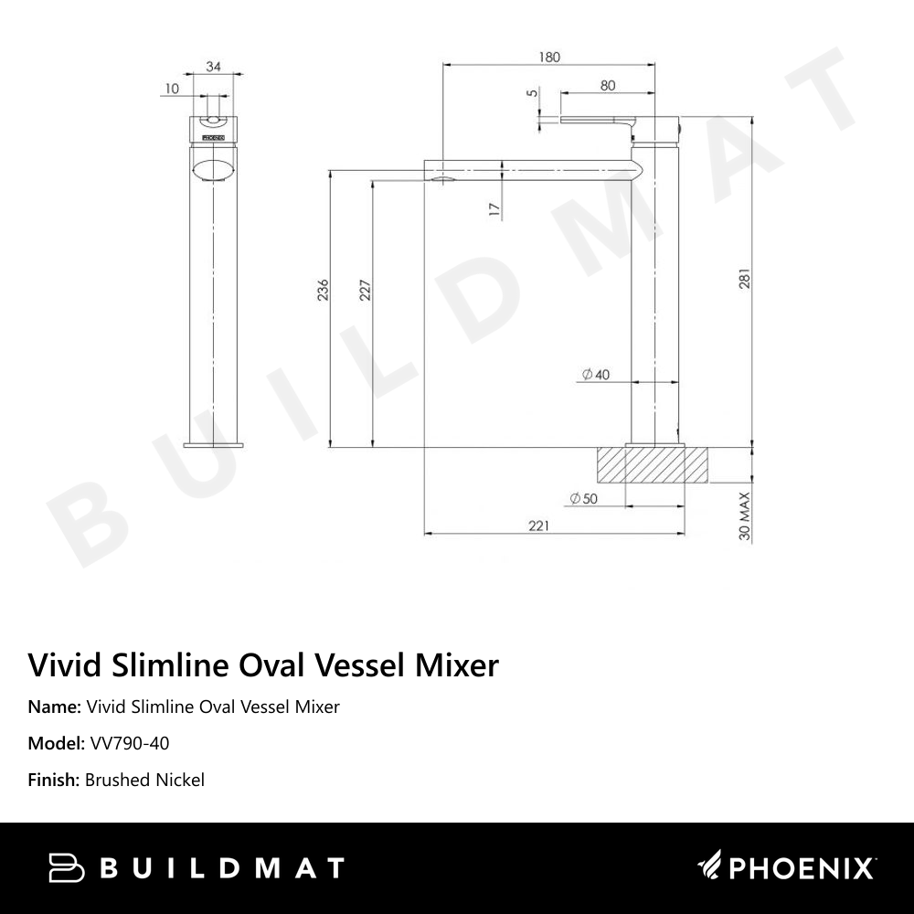 Vivid Slimline Oval Vessel Mixer Brushed Nickel