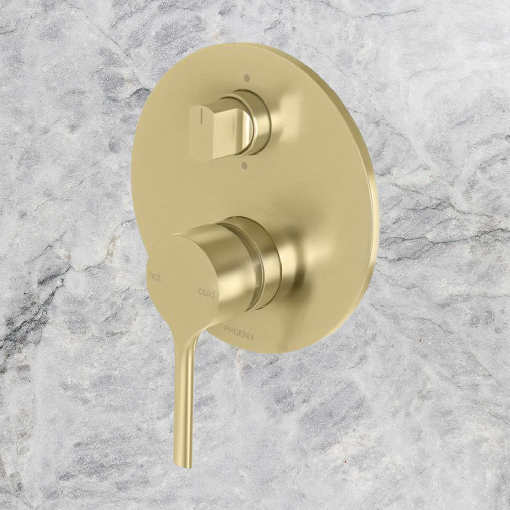 Vivid Slimline Oval Shower / Bath Diverter Mixer Brushed Gold