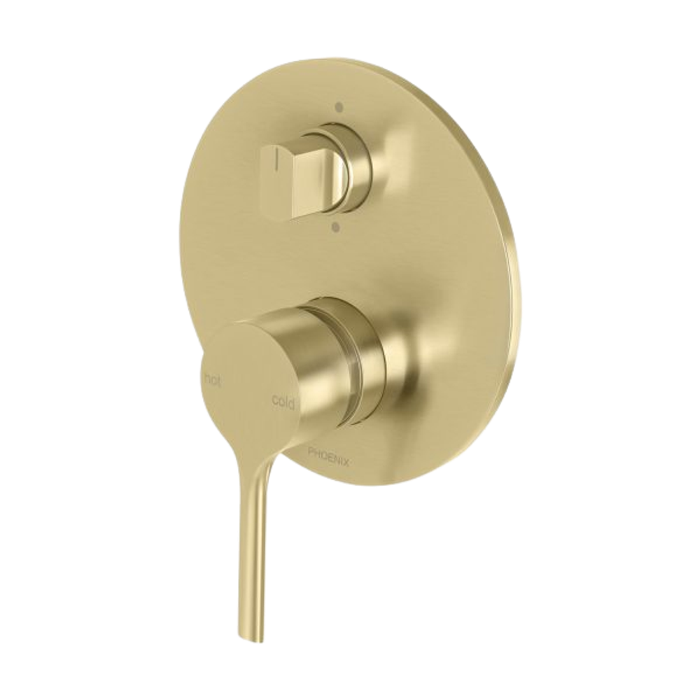 Vivid Slimline Oval Shower / Bath Diverter Mixer Brushed Gold