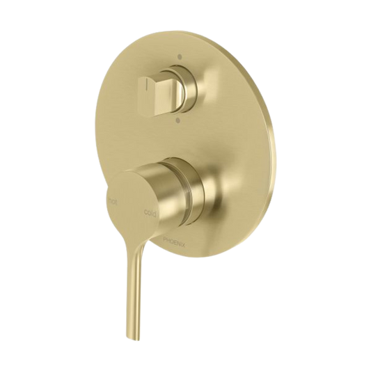 Vivid Slimline Oval Shower / Bath Diverter Mixer Brushed Gold