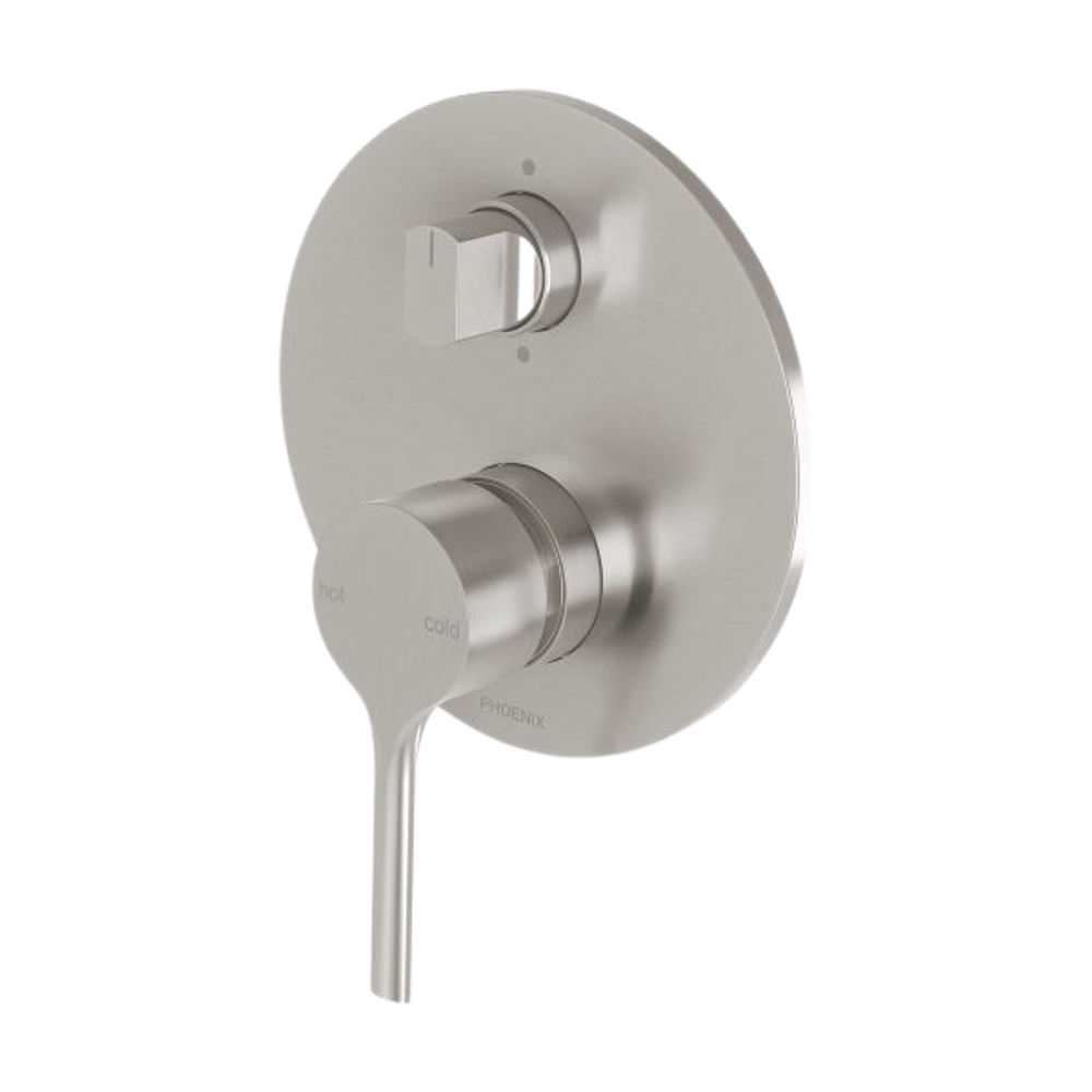 Vivid Slimline Oval Shower / Bath Diverter Mixer Brushed Nickel