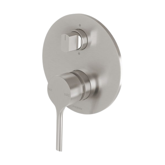 Vivid Slimline Oval Shower / Bath Diverter Mixer Brushed Nickel