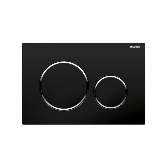 Concealed Cistern Flush Plate With Round Buttons Black