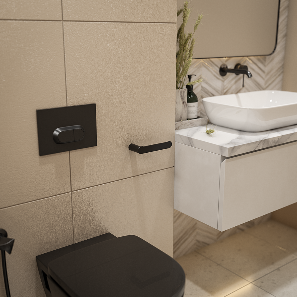 Ascari Matte Black Toilet Roll Holder