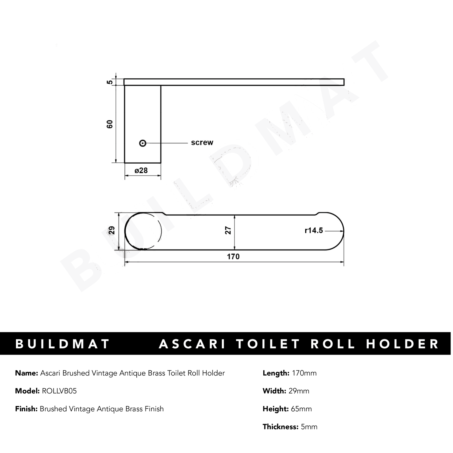 Ascari Brushed Vintage Antique Brass Toilet Roll Holder