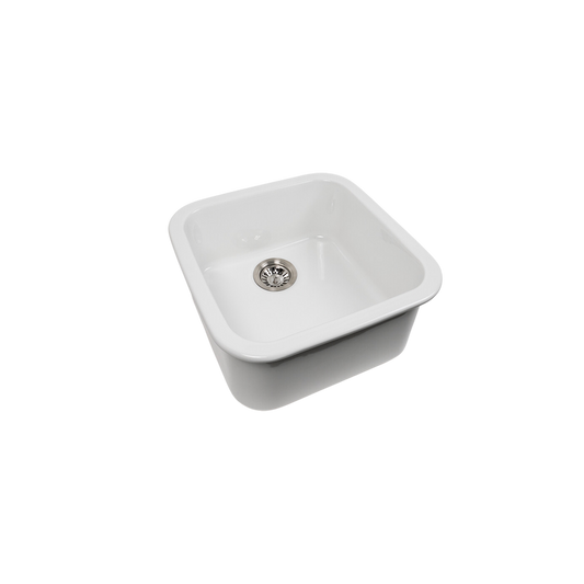 Abigail 483x483 Gloss White Fireclay Single Bowl Sink