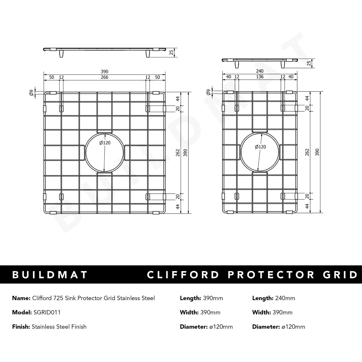 Clifford 725 Double Sink Protector Grid