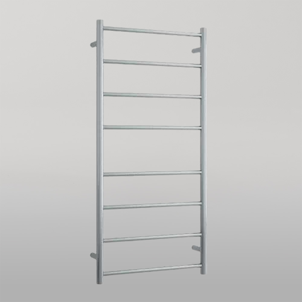 Brushed Straight Round Ladder Heated Towel Rail  530mm Brushed Stainless Steel