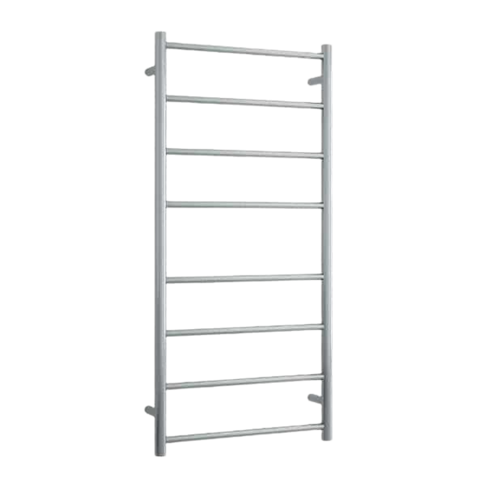 Brushed Straight Round Ladder Heated Towel Rail  530mm Brushed Stainless Steel