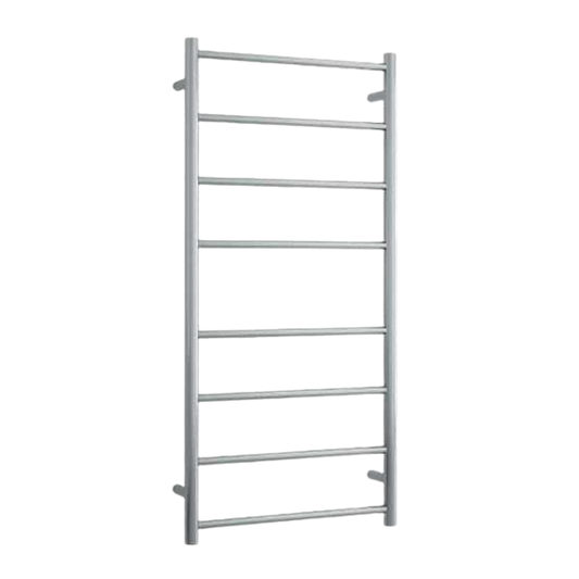 Brushed Straight Round Ladder Heated Towel Rail  530mm Brushed Stainless Steel