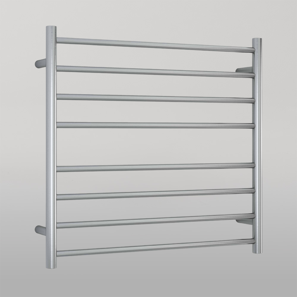 Brushed Round Ladder Heated Towel Rail Brushed Stainless Steel