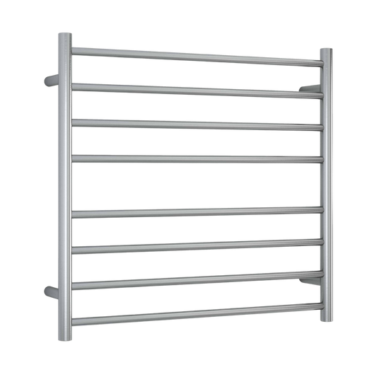 Brushed Round Ladder Heated Towel Rail Brushed Stainless Steel