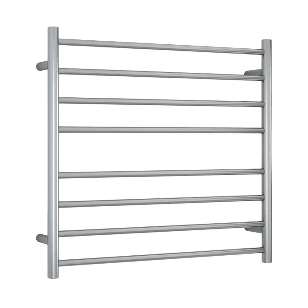 Brushed Round Ladder Heated Towel Rail Brushed Stainless Steel