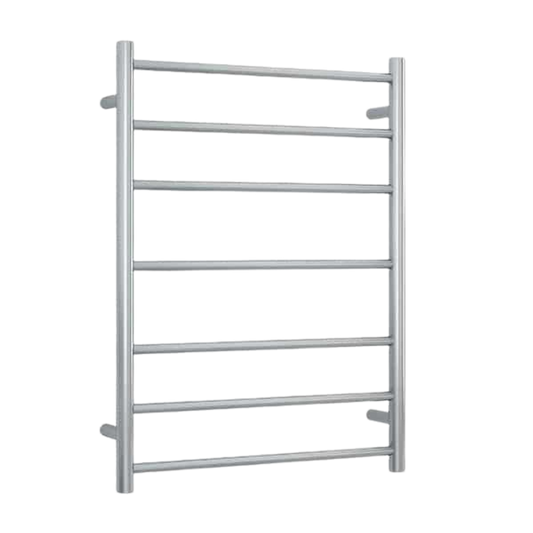 Brushed Straight Round Ladder Heated Towel Rail  600mm Brushed Stainless Steel