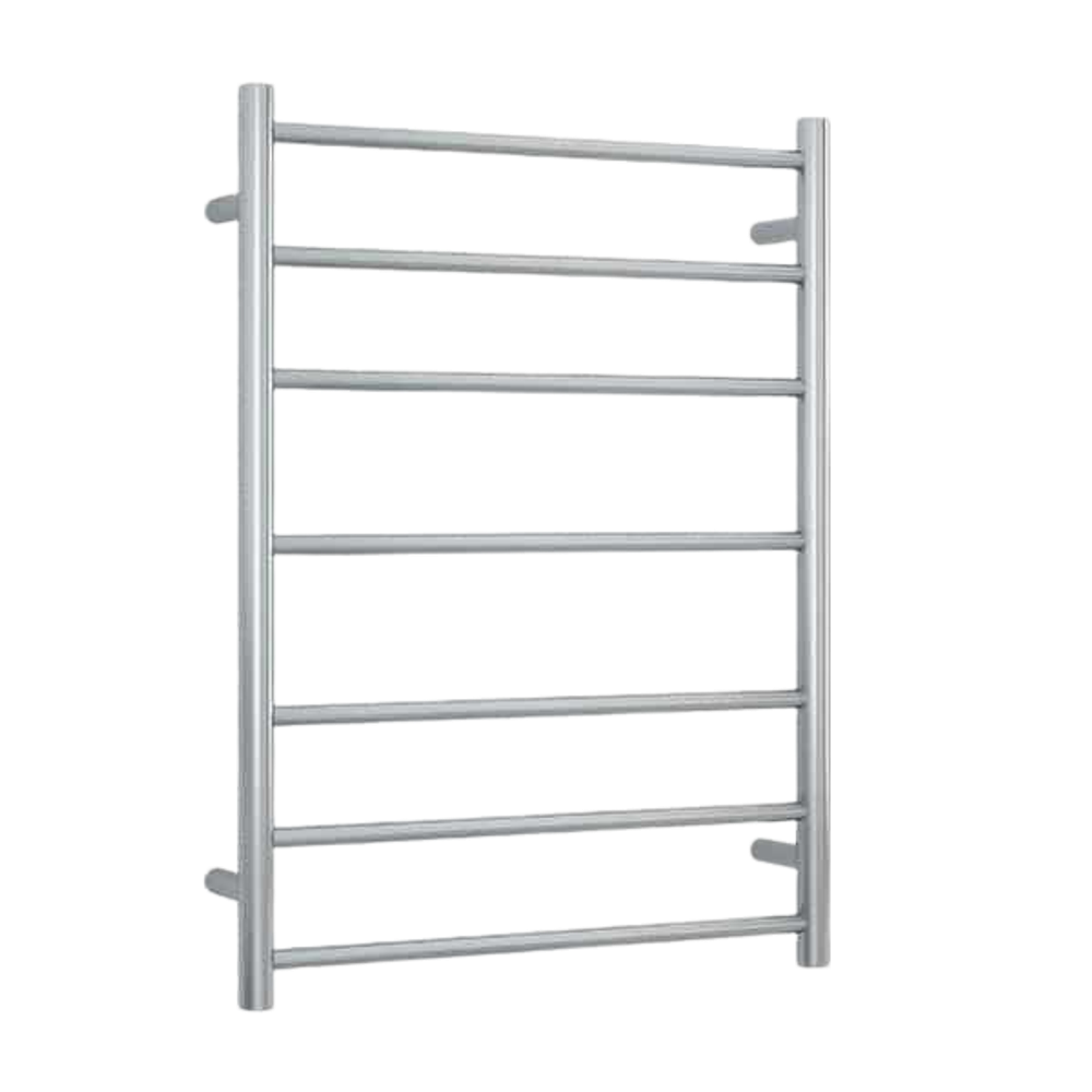 Brushed Straight Round Ladder Heated Towel Rail  600mm Brushed Stainless Steel