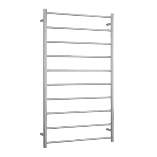 Brushed Straight Round Ladder Heated Towel Rail  700mm Brushed Stainless Steel