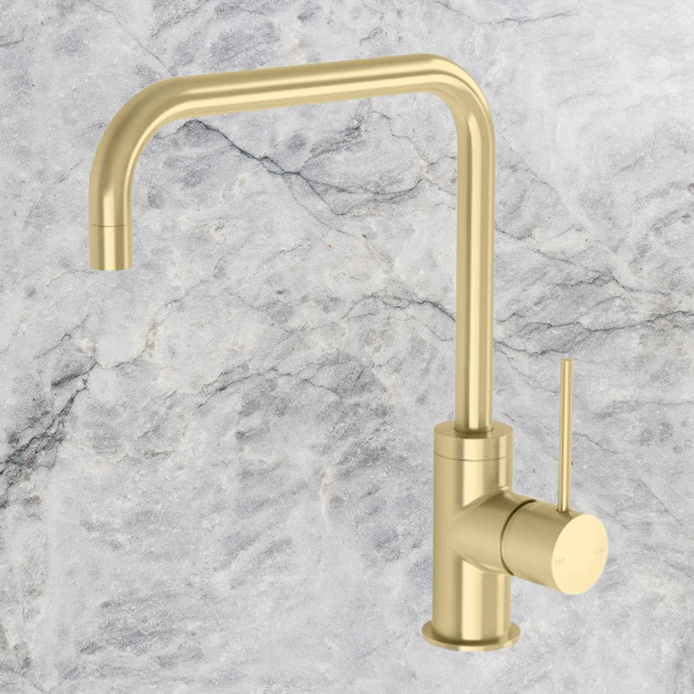 Vivid Slimline Sink Mixer 220mm Squareline Brushed Gold