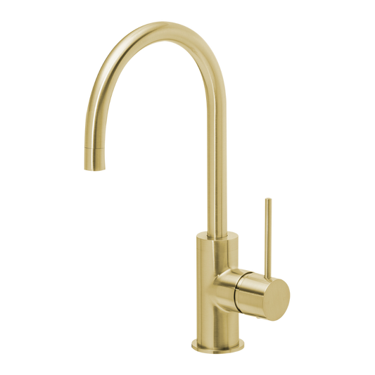 Vivid Slimline Brushed Gold Sink Mixer 160mm Gooseneck