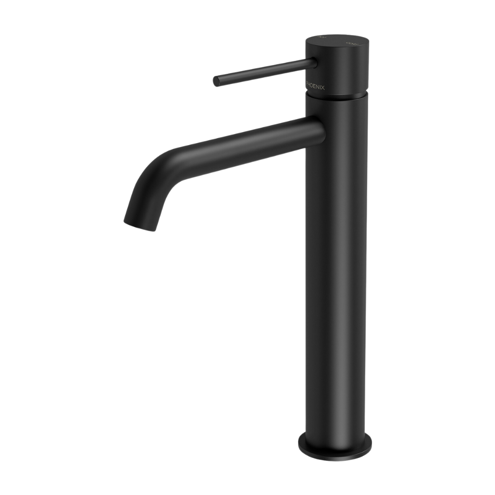 Vivid Slimline Vessel Mixer Curved Outlet Matte Black