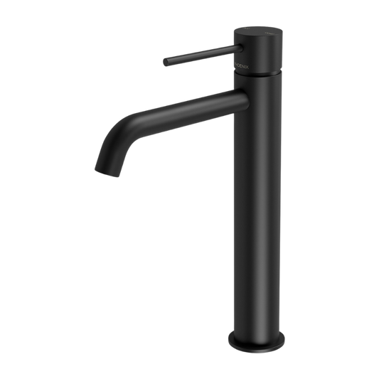 Vivid Slimline Vessel Mixer Curved Outlet Matte Black